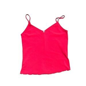 Pink Spaghetti Strapped Blouse W/ Pearl Accents